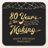 レトロ80誕生日80年メイキング・ライト スクエアペーパーコースター (正面)