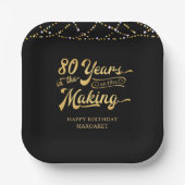 レトロ80誕生日80年メイキング・ライト ペーパープレート (正面)
