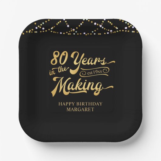 レトロ80誕生日80年メイキング・ライト ペーパープレート (正面)