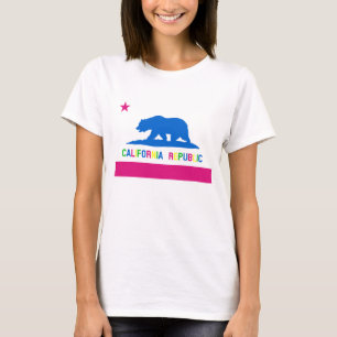 レトロ80sのスタイルカリフォルニア共和国の旗 tシャツ