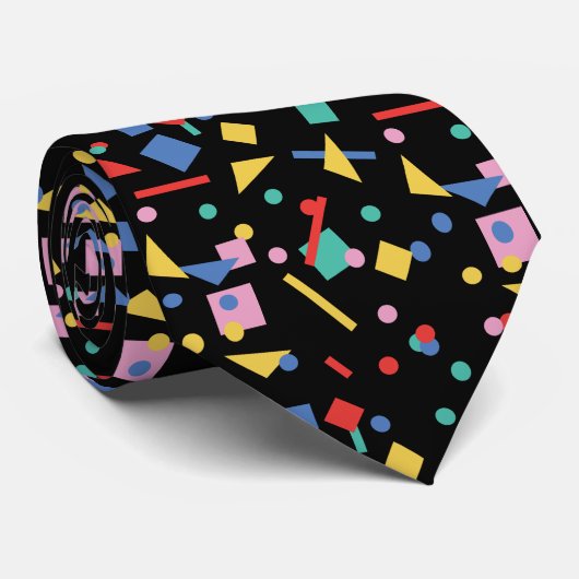 レトロ80sのポップアートの幾何学的な形 ネクタイ (ロール)