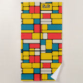 レトロ80sはっきりした幾何明モダンるい ビーチタオル (正面)