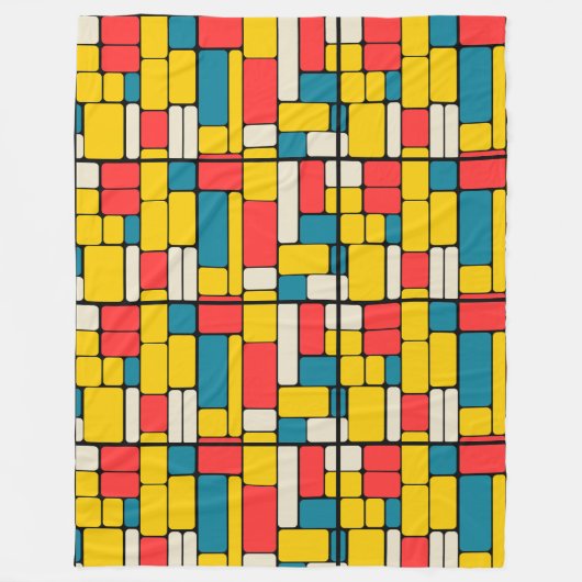 レトロ80sはっきりした幾何明モダンるい フリースブランケット (正面)