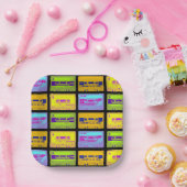 レトロ80sアポップ・アートのートカセットテープ ペーパープレート (パーティー)