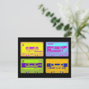 レトロ80sアポップ・アートのートカセットテープ ポストカード
