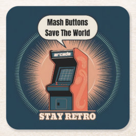 レトロ80sアーケードゲームオタク スクエアペーパーコースター