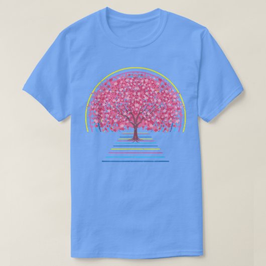 レトロ80sアート桜ジャパン花気流波さくらんぼ tシャツ (デザイン正面)