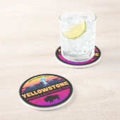 レトロ80Sイエローストーン国立公園ベーパーウェーブ コースター (側面)