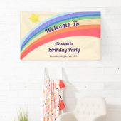 レトロ80sイエローレカラフルインボースター誕生日バ 横断幕 (インサイチュ)