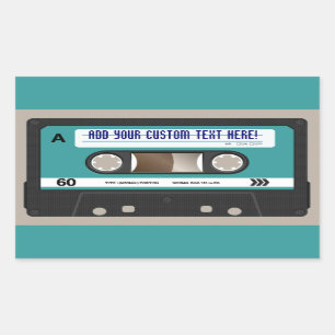 レトロ80sカセットテープのパーソナライズなステッカー 長方形シール