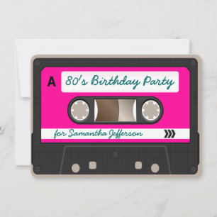 レトロ80sカセットテープ誕生日パーティーへの招待 招待状