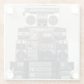 レトロ80sカセットレコーダーのパターン。 ガラスコースター (裏面)