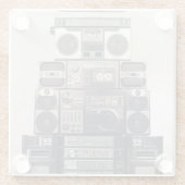 レトロ80sカセットレコーダーのパターン。 ガラスコースター (裏面)