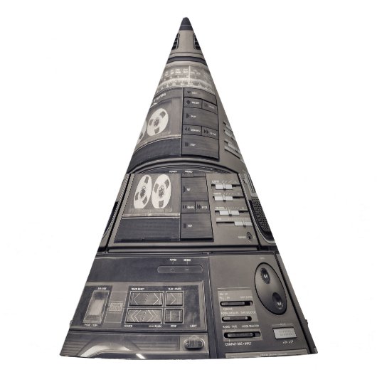 レトロ80sカセットレコーダーのパターン。 パーティーハット (正面)