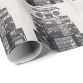 レトロ80sカセットレコーダーのパターン。 ラッピングペーパー (ロールコーナー)