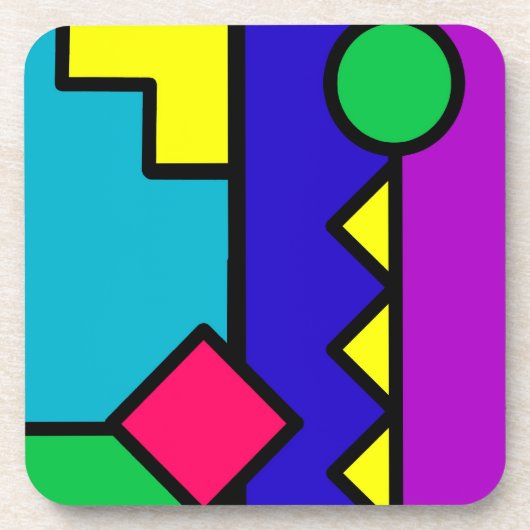 レトロ80sカラーブロック コースター (正面)