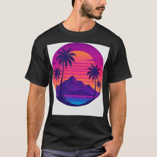 レトロ80sサンセットとヤシの木 – Synthwave Aesth Tシャツ