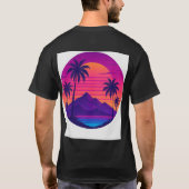 レトロ80sサンセットとヤシの木 – Synthwave Aesth Tシャツ (裏面)