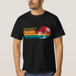レトロ80'sサンセットチェイサー熱帯パームツリー tシャツ