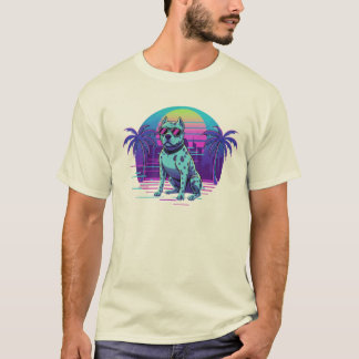 レトロ80sシンスウェイブクールドッグサングラスTシャツ Tシャツ