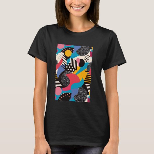 レトロ80sスタイルパターンArt Synthwave 1 Tシャツ (正面)