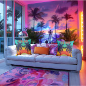 レトロ80sスタイル熱帯装飾品 クッション