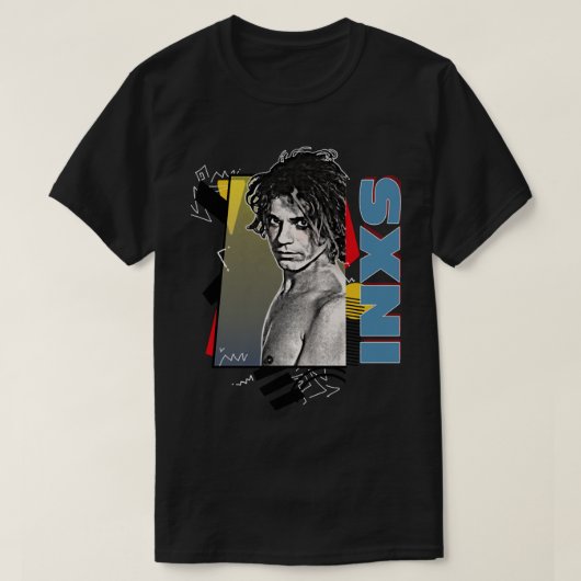 レトロ80sスタイルINXS Tシャツ (デザイン正面)