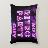 レトロ80sディスコダンスパーティーネオンパープルファンキー アクセントクッション (正面(垂直))