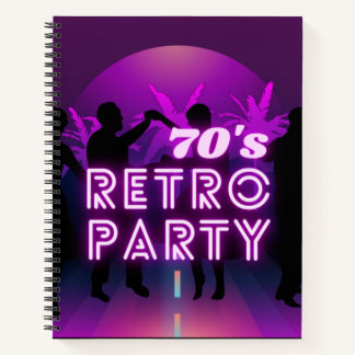 レトロ80sディスコダンスパーティーネオンパープルファンキー ノートブック