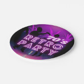 レトロ80sディスコダンスパーティーネオンパープルファンキー ペーパープレート (アングル)