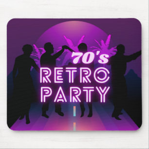 レトロ80sディスコダンスパーティーネオンパープルファンキー マウスパッド