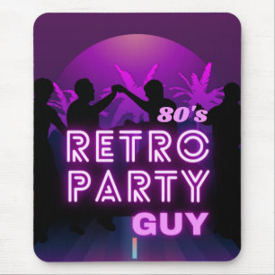 レトロ80sディスコダンスパーティーネオンパープルファンキー マウスパッド