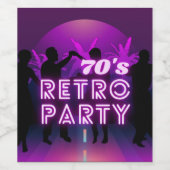 レトロ80sディスコダンスパーティーネオンパープルファンキー ワインラベル (シングルラベル)