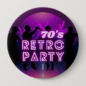 レトロ80sディスコダンスパーティーネオンパープルファンキー 缶バッジ (正面)
