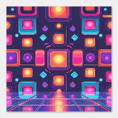 レトロ80sディスコ熱 | 剥がし壁とスティック壁の壁画 壁紙 (正面)