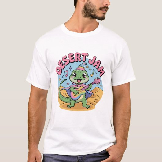 レトロ80'sトカゲキーボードシンスウェーブ面白グッズ tシャツ (正面)