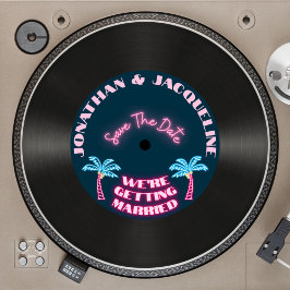 レトロ80sトロピカルネオンビニール記録保存日 招待状