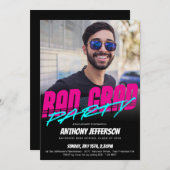 レトロ80sネオンおもしろい素晴らしい卒業カスタム 招待状 (正面/裏面)