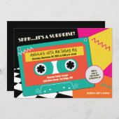 レトロ80sネオンカセットサプライズ50誕生日 招待状 (正面/裏面)