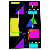 レトロ80Sネオンフルオロカラーはっきりした幾何形状 ミディアムペーパーバッグ (裏面)