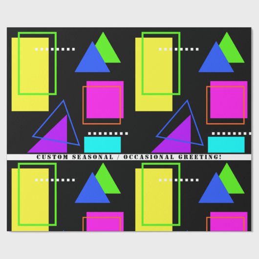 レトロ80Sネオンフルオロ形状プリントカスタム文字 ラッピングペーパー (フラット)