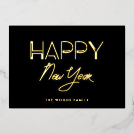 レトロ80sネオンライツハッピーニューイヤー 箔シーズンカード