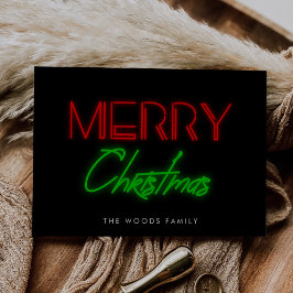 レトロ80sネオンライツメリークリスマス シーズンカード