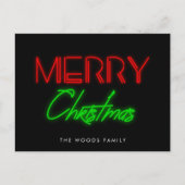 レトロ80sネオンライツメリークリスマス シーズンポストカード (正面)