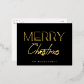 レトロ80sネオンライツメリークリスマス 箔シーズンポストカード (正面/裏面)