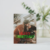 レトロ80sネオンライトメリークリスマスフォト シーズンポストカード (スタンド正面)