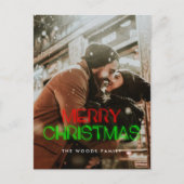 レトロ80sネオンライトメリークリスマスフォト シーズンポストカード (正面)