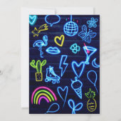 レトロ80sネオンレーザーグロースウィート16ネイビーブルーレンガ 招待状 (裏面)