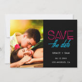 レトロ80sネオン光日付写真を保存 案内状 (正面)