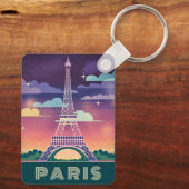 レトロ80sネオン合成波エッフェルタワーパリフランス キーホルダー (裏面)